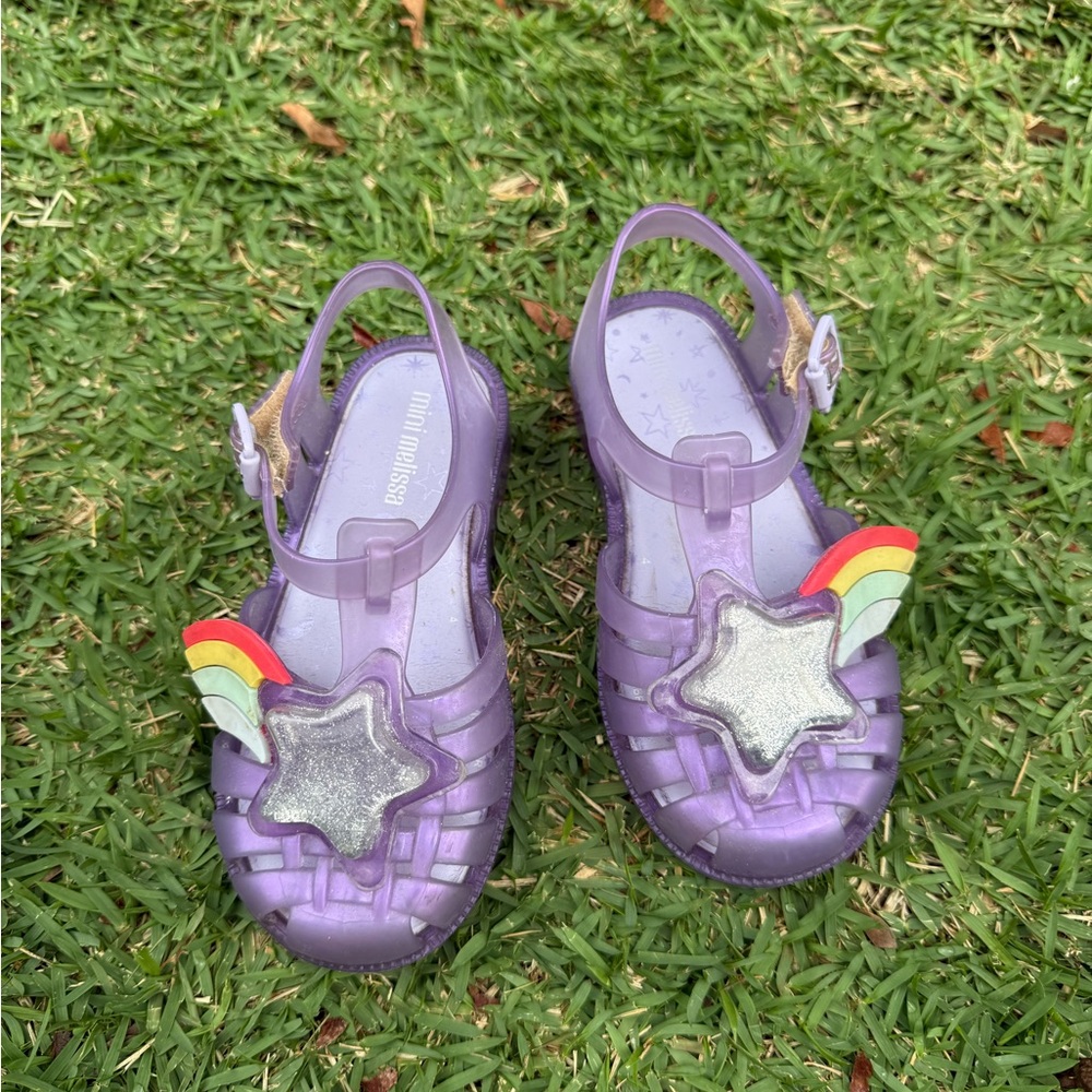Mini Melissa Kids' Purple Sandals with liquid Star Design